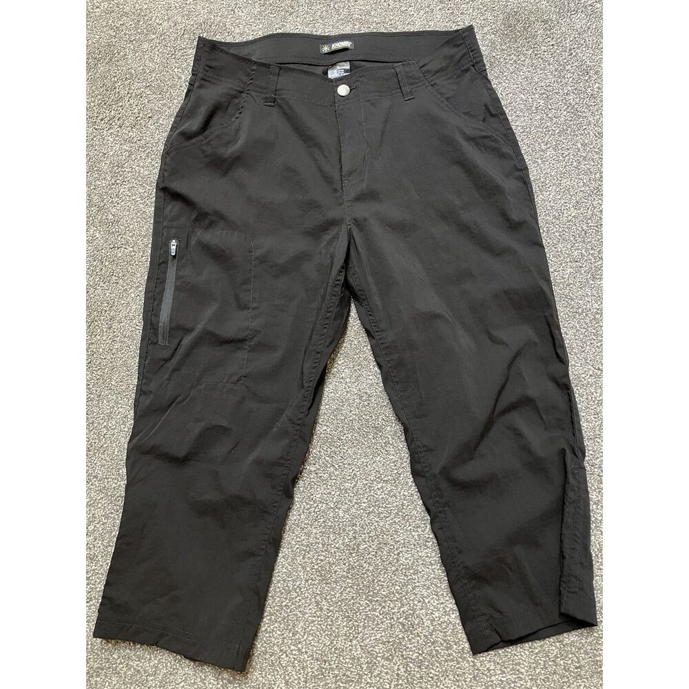 Khombu Black Crop Women's Pants Pockets‎ Cropped Utility Size L Large